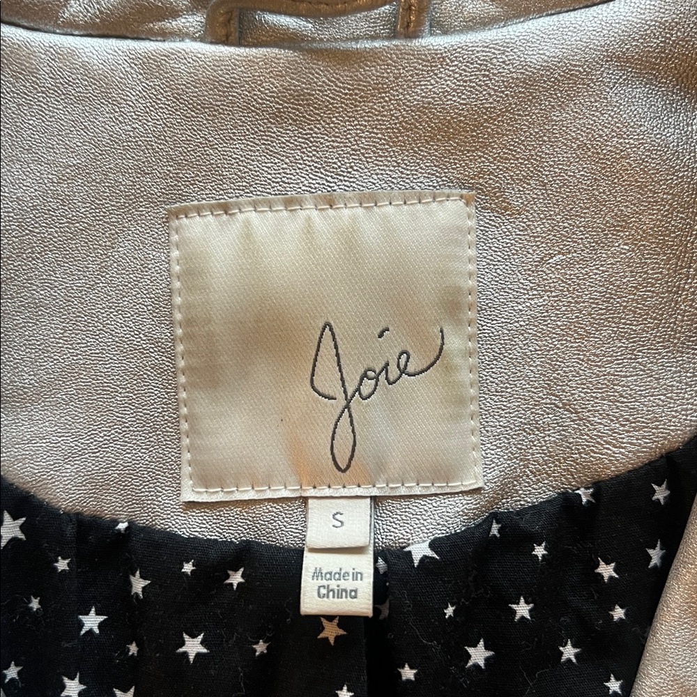 Joie Silver Leather Jacket- SZ Small - Picture 2 of 13